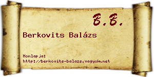 Berkovits Balázs névjegykártya