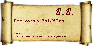 Berkovits Balázs névjegykártya